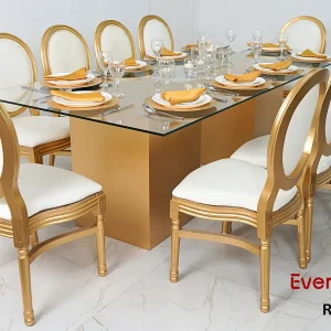 Azzura-glass-dining-table-gold-boxes-with-gold-wooden-dior-chair (1)