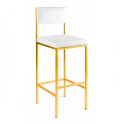 Linea Gold Barstool-White Cushion-Rentals