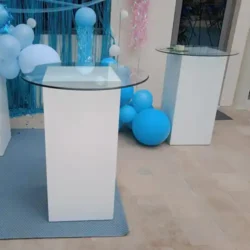 Stevelia Round Glass Top High Cocktail Table Rentals
