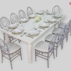 avalon-dining-table-white-dior-acrylic-chair-rental