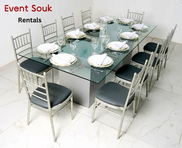 azzurra-glass-dining-rectangle-table-rental-silver-with-silver-chivari-600x488 azzurra-glass-dining-rectangle-table-rental-silver-with-silver-chivari-600x488