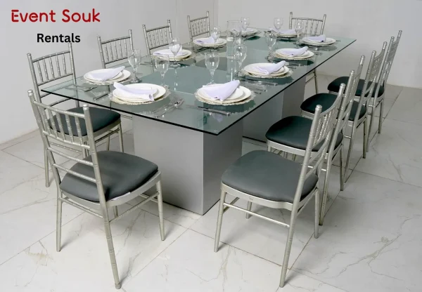azzurra-glass-dining-rectangle-table-rental-silver-with-silver-chivari-dubai-600x416 azzurra-glass-dining-rectangle-table-rental-silver-with-silver-chivari-dubai-600x416