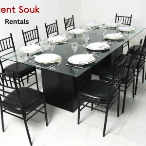 azzurra-rectangle-dining-black-glass-table-rental-and-black-chivari-dubai