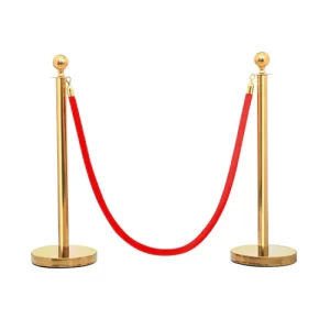 gold-stanchion-with-red-rop-for-rent