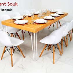 Isadora Rectangular Rustic Dining Table and Elon Chair Rental