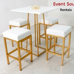 Linea White High Table & Stool Bar Rentals