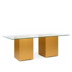 Azura Gold Base- 240x120 Glass Top Dining Table Rentals