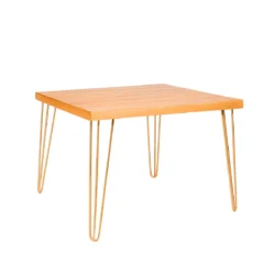 Isadora Rustic Top-Golden Legs-100*100*75cm Dining Table