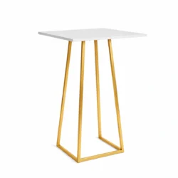 Linea Gold Base-White Top Square Cocktail Table Rentals