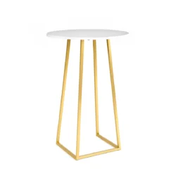Linea White Top-Gold Base Cocktail Table Rentals