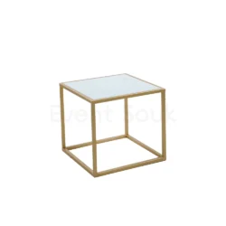 Mallorca Side Table-White top- Gold Base Rentals