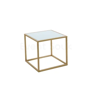 Mallorca Side Table-White top- Gold Base Rentals