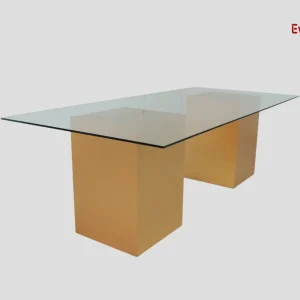 Azzurra Rectangle Glass Dining Table Gold Rentals