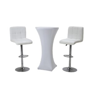carla-high-cocktail-table-with-white-cover-and-bar-stool-rental (1)