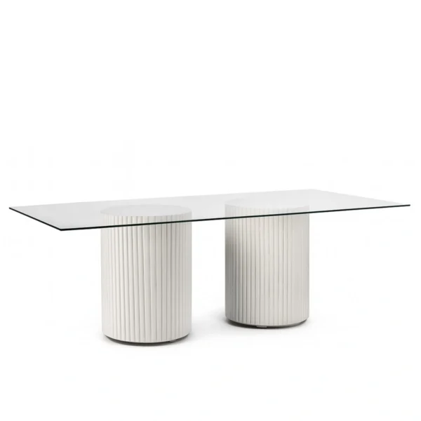 Cora White Base-240x120 Glass Top Dining Table Rentals