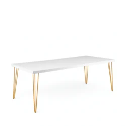 Isadora White Top-Golden Legs-190*70cm Dining Table Rentals