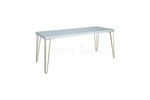 Isadora White Table-Golden Legs-190*70*75cm Rentals