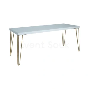 Isadora White Table-Golden Legs-190*70*75cm Rentals