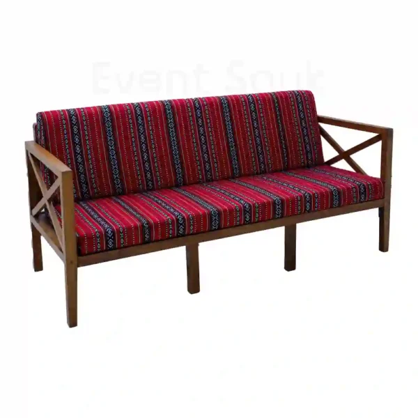 Sahara Wooden 3 Seater Sofa Sadu Cushions Rental