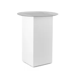 Azura White Base-Round Glass Top Cocktail Table Rentals