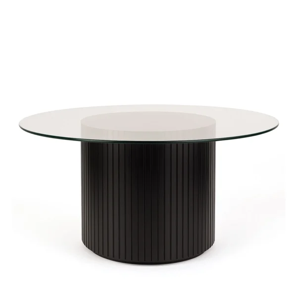 Cora Black Base-180cm Round Glass Top Dining Table Rentals