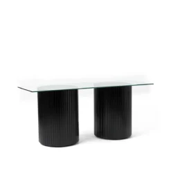 Cora Black Base-190x70 Glass Top Dining Table Rentals