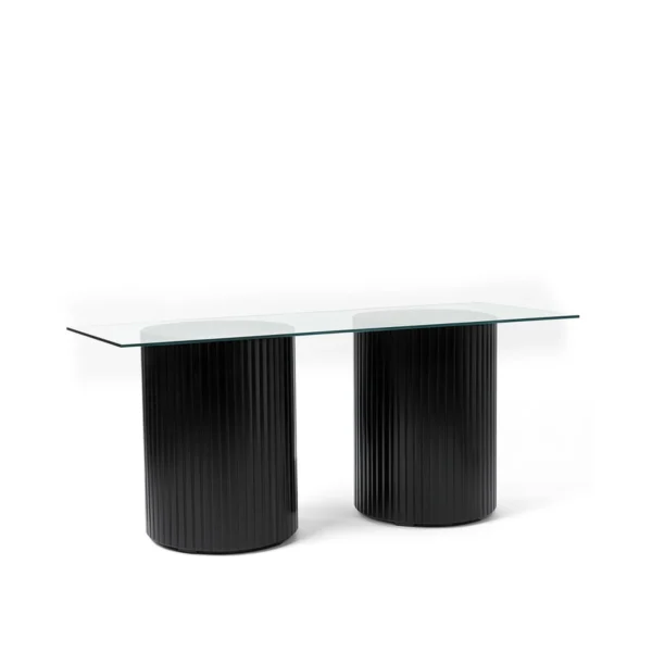 Cora Black Base-190x70 Glass Top Dining Table Rentals