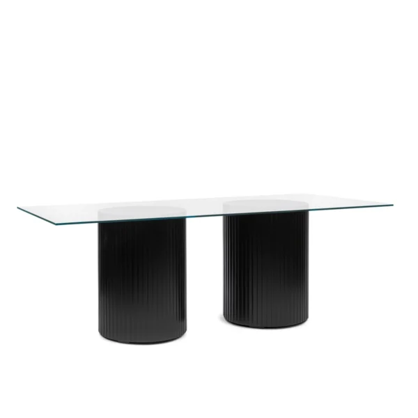 Cora Black Base-240x120 Glass Top Dining Table Rentals