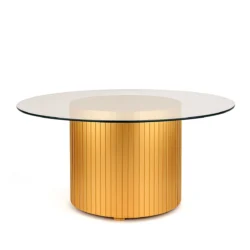 Cora Gold Base-180cm Round Glass Top Dining Table Rentals