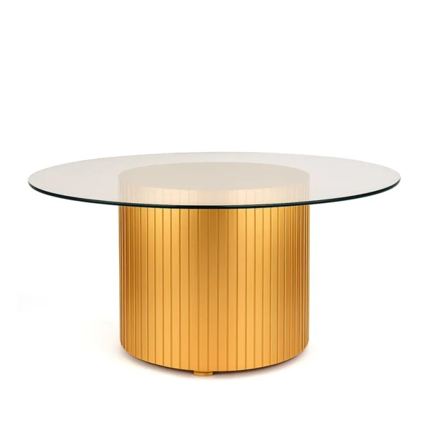 Cora Gold Base-180cm Round Glass Top Dining Table Rentals