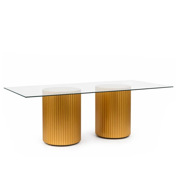 Cora Gold Base-240x120 Glass Top Dining Table Rentals