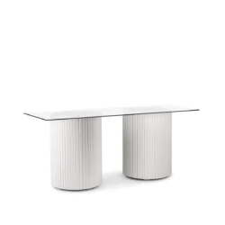 Cora White Base-190x70 Glass Top Dining Table Rentals