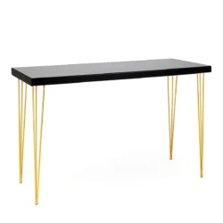 Isadora Black Top-Gold Legs-190*70cm Cocktail Table Rentals