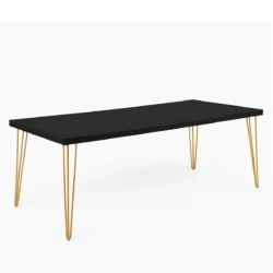 Isadora Black Top-Golden Legs-220*110*75cm Dining Table rentals