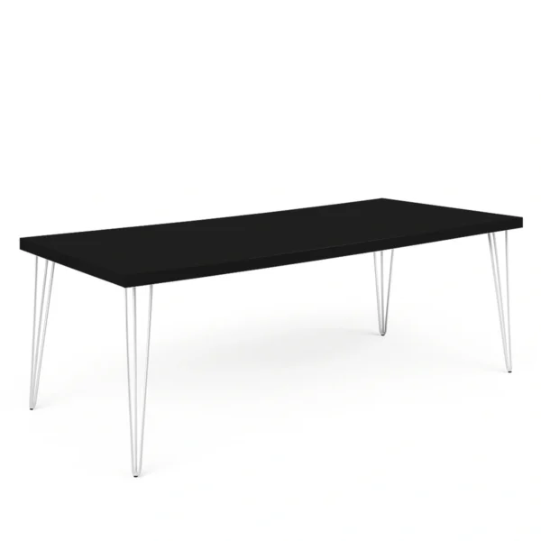 Isadora Black Top-White Legs-220*110*75cm Dining Table rentals