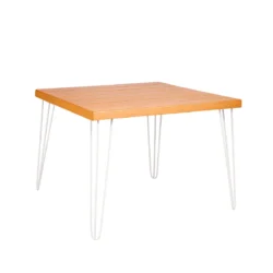 Isadora Rustic Top-White Legs-100*100*75cm Dining Table