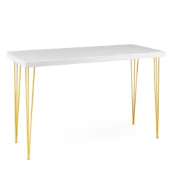 Isadora White Top-Gold Legs-190*70cm Cocktail Table Rentals