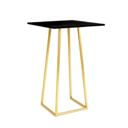 Linea Gold Base-Black Top Square Cocktail Table Rentals