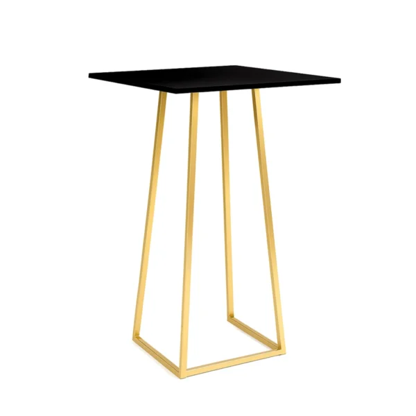 Linea Black Top-Gold Base Square Cocktail Table Rentals