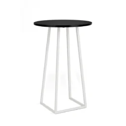 Linea White Base-Black Top Round Cocktail Table Rentals