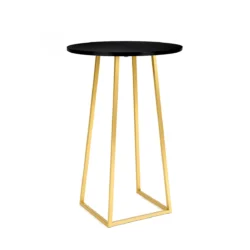 Linea Gold Base-Black Top Round Cocktail Table Rentals