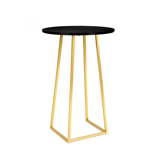 Linea Black Top-Gold Base Round Cocktail Table Rentals