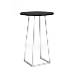 Linea Silver Base-Black Top Round Cocktail Table Rentals