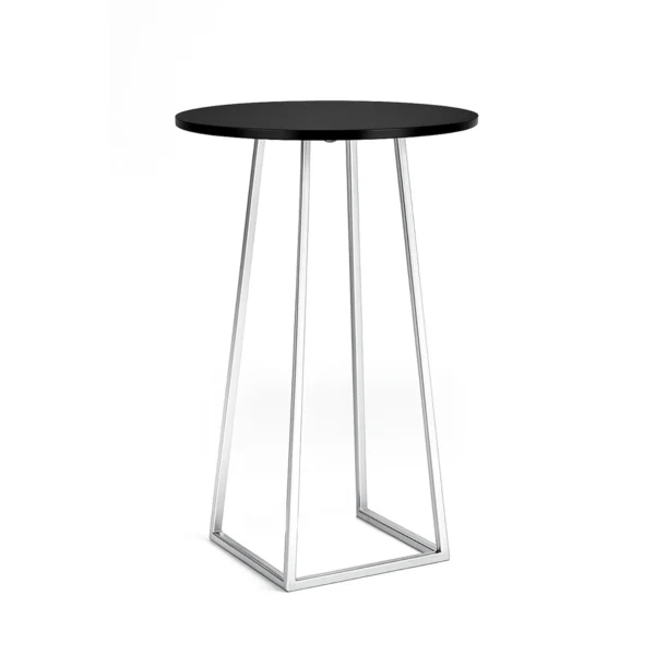 Linea Black Top-Silver Base Round Cocktail Table Rentals