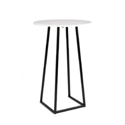 Linea White Top-Black Base Round Cocktail Table Rentals