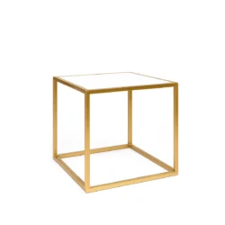 Mallorca Golden Base-White Top Side Table Rentals