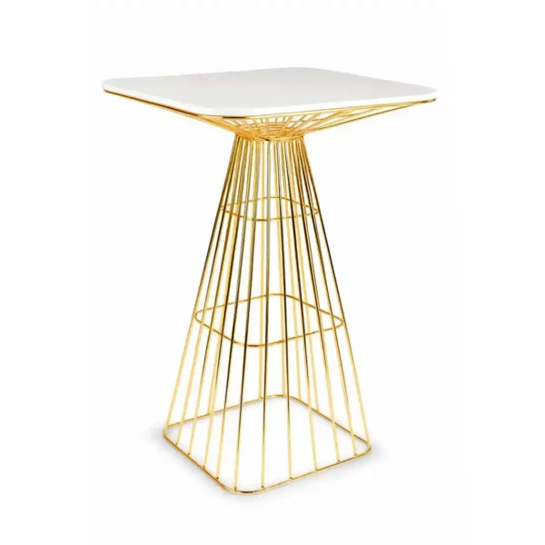 Sacha Gold Base-White Top Cocktail Table Rentals