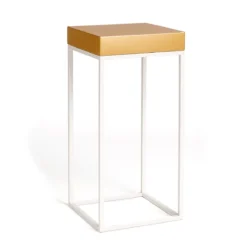 Stella White Base-Gold Top Cocktail Table Rentals