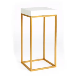 Stella Gold Base-Whitw Top Cocktail Table Rentals