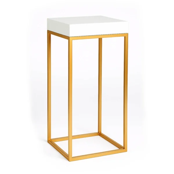 Stella Gold Base-Whitw Top Cocktail Table Rentals